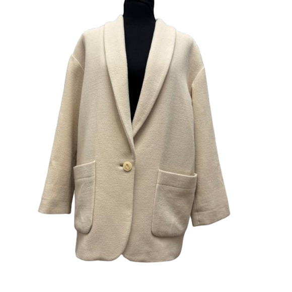 Nili Lotan Ossie Blazer Jacket | Size 4 | Ivory/Cream Virgin Wool Blend - Picture 2 of 13